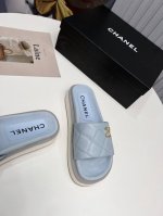 新品 香奈儿早春Chanel官网同步最新春款松糕拖鞋 代购级别品质 进口羊皮3D电绣工艺，原版开模1：1高软高弹，防滑生胶大底水台高5Cm，上脚相当舒适百搭，更