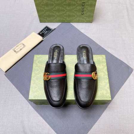 调工厂价 男装男鞋 运动原单 Gucci 古奇 2024四季新款半拖男鞋，面料意大利进口头层磨砂牛皮羊皮内里，原版五金扣 原版组合耐磨大底 实物拍摄 上脚十分舒 - 点击图像关闭