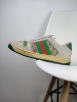 橙子出厂价 跑量主推款 Gucci 古驰小脏鞋系列 经典原型复古百搭做旧脏脏鞋板鞋 复古学院风 怀旧版 情侣款 男女同款 鞋面擦色牛皮拼接经典双G布面料，皮面切