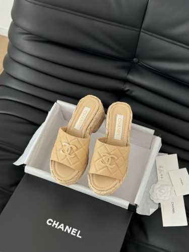 Chanel 25P新款双C编织拖鞋 新编织面料 编织鞋面 内里羊皮 原版大底 Size:35-39 其他码数定做