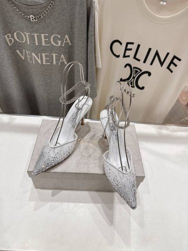 高版本出厂 Jimmy Choo*｜Jc 吉米周2025Ss新款简约烫钻高跟鞋凉鞋 原版套楦，完美的线条，简约大气上脚显气质粗跟舒适百搭，还能拉长双腿显高显瘦显