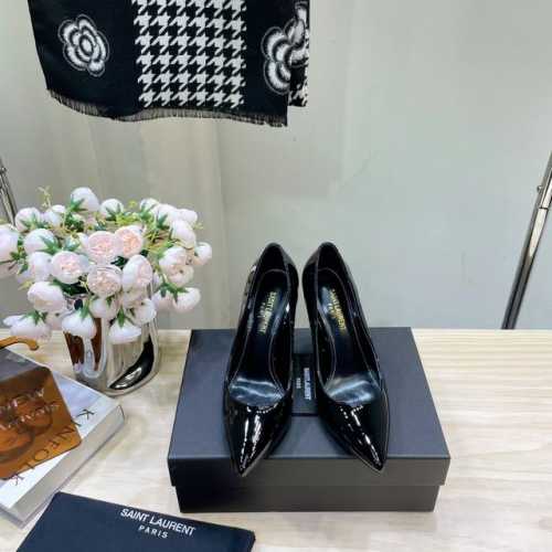 早春经典系列～顶级版本 S**nt Laurent YSL 圣罗兰logo跟高跟单鞋 后带完美的露肤度更显得白显瘦，经典时尚百搭款 低调中透露出高雅气质材料采用