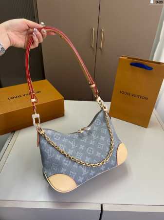 Lv 牛仔牛角包 Vintage 经典单肩包 单肩斜挎都无敌好看百搭！ D-23尺寸28×15折叠盒飞机盒 - 点击图像关闭