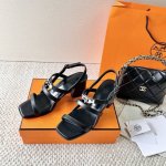Hermes 爱马仕 H家 Eve 60 Kelly扣粗跟凉鞋 鞋面:牛皮 大底:真皮底 跟高:6.5Cm 正码:35-39订做40.41