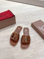 顶级版 原版盒 christian Louboutin 2025S原版开模一比一开模Cl休闲一字平底拖鞋 材质 头层高光小牛皮 内里 粒面珠光羊皮里 大底 原版
