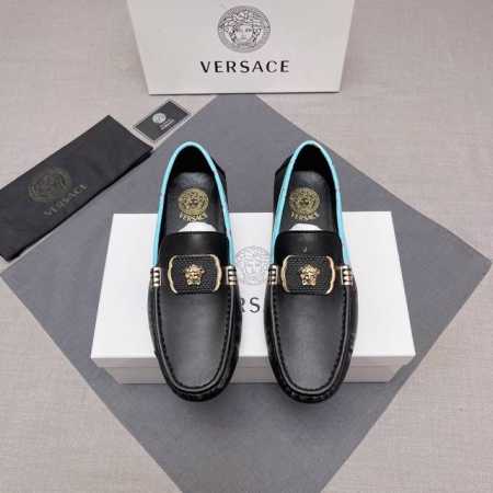 Verace 新款新款，范思哲男士四季豆豆鞋，最新元素潮爆全球，官网火爆热卖，最新豆豆鞋，原版版本，专柜一比一，鞋面意大利进口原版头层牛皮性感美灶莎头像金属扣， - 点击图像关闭