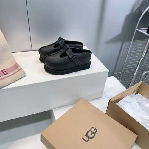 高品质出厂 ！顶级品质Ugg25春夏新款松糕厚底博肯包头拖鞋！女神必备-厚底面包拖鞋上线啦 鞋底厚8.5厘米 显高挑更易搭配 翻毛皮的材质 更贴合脚背 舒适透气