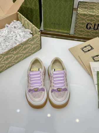 工厂价： 新款烫钻 CUCCI 古奇 Gucci 古驰最新款胖嘟嘟厚底脏脏鞋~~情侣款休闲鞋 鞋面进口小羊皮拼接经典双G布烫钻工艺，丝绸小羊皮内里细腻吸汗透气， - 点击图像关闭