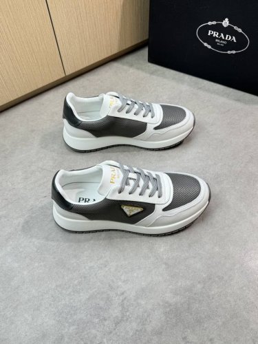 prada 普拉达 -高端品质 原单休闲运动鞋 -鞋面 纳帕小牛皮 打孔小牛皮 鞋身车缝品牌金属扣件 鞋舌丝印高周波品牌Logo -内里 水染牛皮 -大底 超轻
