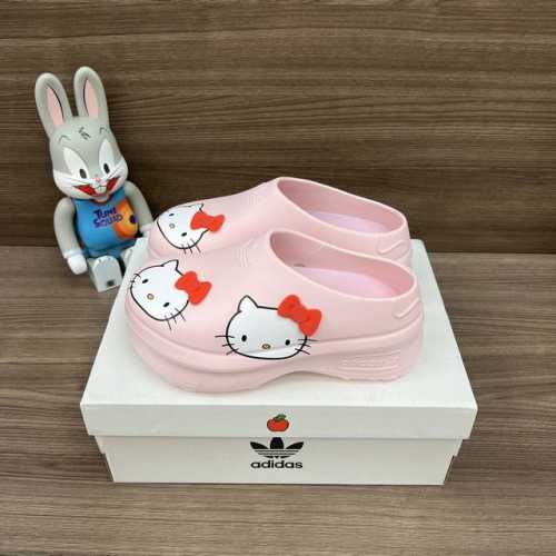 顶级版本Hello Kitty 凯蒂猫 X Adidas Originals Adifom Stan Smith Mule 舒适可爱 防臭防滑包头拖鞋 女款 粉