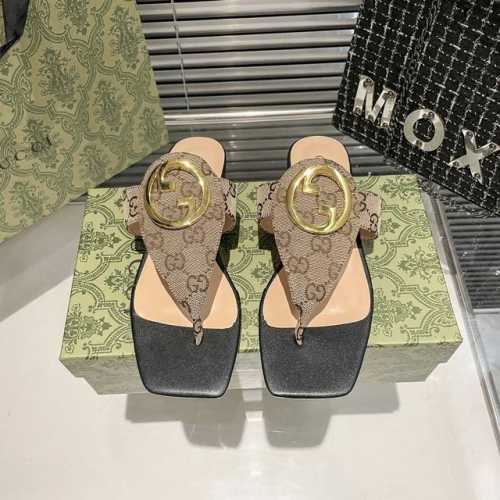 橙子出厂价 GUCCI 古驰新款 方头平底拖鞋 夹脚人字拖 码数：35-42