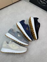 prada 普拉达 -高端品质 原单休闲运动鞋 -鞋面 反绒小牛皮 品牌高丝光镂空帆布 鞋身车缝品牌金属扣件 鞋舌注塑品牌Logo -内里 水染牛皮 -大底 超