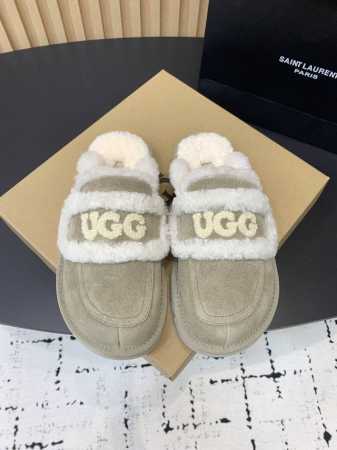 UGG油叽叽新款澳洲厚底小羊羔毛网红毛毛拖鞋，小胖丁嘟嘟鞋！材质牛皮，内里真羊毛，配刺绣百搭时尚！一次成型大底防滑耐磨！ Size：35-41 40.41订做不 - 点击图像关闭