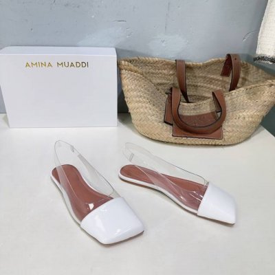 高品质出厂 ！小众潮牌Amina Muaddi 阿米娜25春夏新款斜方头芭蕾鞋网红胶片平底凉鞋！ 满满的少女风、既摩登又极简的味道！ 非常的简约大气 不管是半身