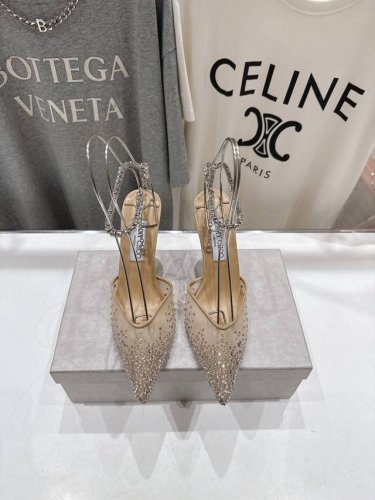 高版本出厂 Jimmy Choo*｜Jc 吉米周2025Ss新款简约烫钻高跟鞋凉鞋 原版套楦，完美的线条，简约大气上脚显气质粗跟舒适百搭，还能拉长双腿显高显瘦显