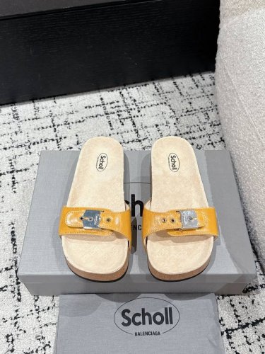 scholl X Balenciaga巴黎世家 25 圆头平底 520限定系列 软木底 防滑一字拖鞋 Balenciaga 2025巴黎世家联名Scholl拖鞋