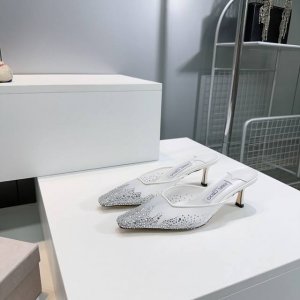 高品质出厂 ！顶级品质Jimmy Choo｜周仰杰25春夏新品网纱烫钻方头小猫跟拖鞋！Jc经典水晶烫钻网纱高跟鞋 超级仙的一款啊！美得让人窒息 超闪昂贵施华洛世