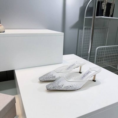 高品质出厂 ！顶级品质Jimmy Choo｜周仰杰25春夏新品网纱烫钻方头小猫跟拖鞋！Jc经典水晶烫钻网纱高跟鞋 超级仙的一款啊！美得让人窒息 超闪昂贵施华洛世