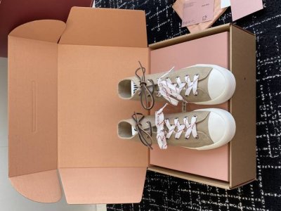 代购级统一 官网同步盒包装 Miumiu缪缪 25Ss 最新款美式复古风 双鞋带 帆布 半拖 中绑 高绑 滑板鞋 不得不入的一款简约高级 随意搭配上脚非常舒适
