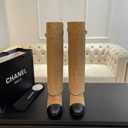 长靴 25Ss秋冬新款Chanel小香翻口链条中筒靴 高筒靴 又是快狠准的给你们带上绝杀单品 时髦就是永远赶在别人前面 又是无敌绝绝子的爆款单品yyds！ 鞋面 - 点击图像关闭