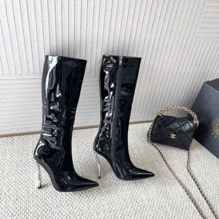 Versace范思哲 美杜莎金属细跟高跟漆皮长靴 跟高:10cm 正码:35-39订做40.41.42 - 点击图像关闭