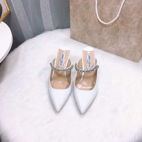 JIMMY CHOO 周仰杰 JC经典款 水钻链条尖头高跟拖 穆勒鞋 包头半拖 高跟凉鞋 这一款尖头半拖优雅又不失小性感，其设计理念简单 干净，搭配施华