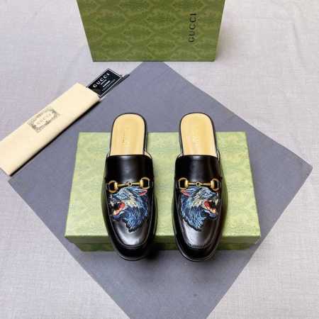 调工厂价 男装男鞋 运动原单 Gucci 古奇 2025四季新款半拖男鞋，面料意大利进口头层磨砂牛皮羊皮内里，原版五金扣 原版组合耐磨大底 实物拍摄 上脚十分舒 - 点击图像关闭