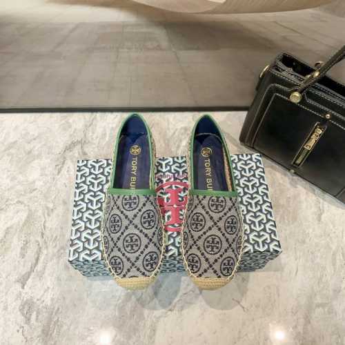 橙子出厂价p tory Burch 夏季新款 Tb草编渔夫鞋 一脚蹬乐福鞋 码数 35-41
