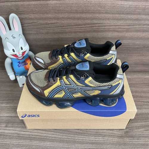 Asics Gel-Quantum Kinetic 舒适时尚 织物合成革耐磨 低帮 休闲跑步鞋 蓝黄 货号: 1203A270-202 包装:全套得物配件毒盒配
