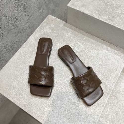 工厂p价p 顶级高端版本 代购品质 原版开发 Bottega Veneta2025Ss新品爆款夏季方头parco平底穆勒凉拖鞋 Bv新款全真皮小结编织装饰抢手平