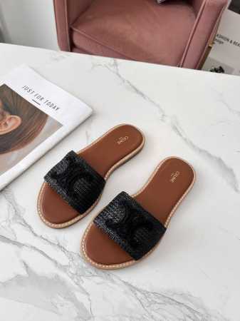 CELINE 赛琳 2024春夏新品半拖鞋鞋面采用原版定制PP草编织，大底真皮沿条组合，质感非凡上脚超级好看码数35-41 41定做不退换 - 点击图像关闭