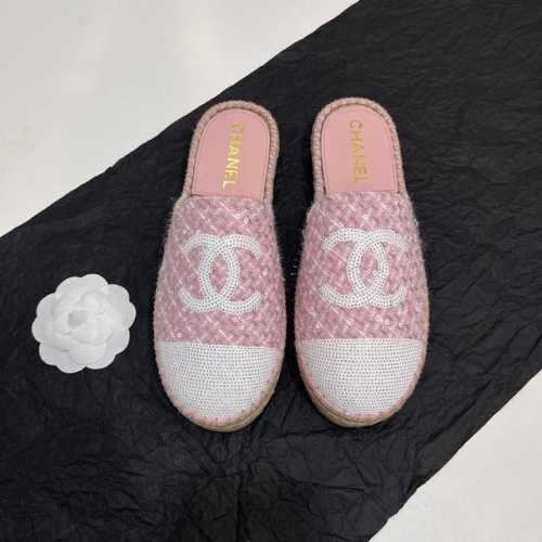 chanel 香奈儿新款麻绳底缝亮片渔夫鞋半拖鞋。鞋面采用进布面加亮片，内里垫为丝绸羊皮，超柔软绵羊垫脚，原版注胶橡胶原色麻底。Size：35-40 34、41