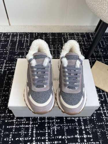 代购级 Brunello Cucinelli 24ss最新 Bc 系带 羊毛休闲鞋 鞋面进口麂皮 进口牛皮 内里进口羊毛 0.5mm圆形冲孔设计 透气不闷脚 独