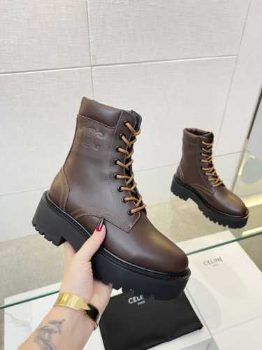 Celine 23ss新品头层牛皮后跟拉链短靴，头层牛皮面，牛皮、羊皮内里垫脚35-41， 40.41定做