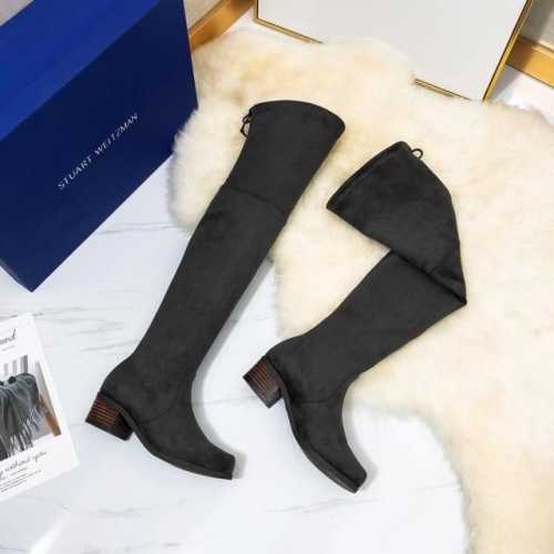 STUART WEITZMAN SW高版本八个跟高有绒里 经典后系带麂绒弹力靴长靴系列、刘涛、小辣椒 、杨幂、唐嫣。等众多明星网红同款！ 材质细节 整只鞋都采用