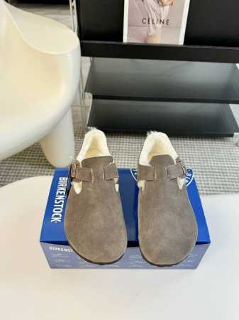 德国Birkenstock勃肯Boston百搭真皮室外软底包头羊毛拖鞋博肯男女拖鞋 女码：35-39 40 41定制 男码：39-44 45定制 - 点击图像关闭