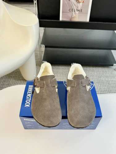 德国Birkenstock勃肯Boston百搭真皮室外软底包头羊毛拖鞋博肯男女拖鞋 女码：35-39 40 41定制 男码：39-44 45定制