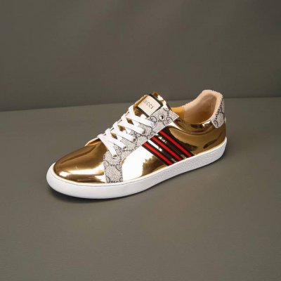 实价 品牌Gucci 古奇官方同步休闲鞋 四季潮鞋 专柜品质 古奇1:1优质做工 鞋面:进口金色牛皮 全真透气羊里 拒绝掉色 时尚懒人商务风设计 休闲乐福款 系