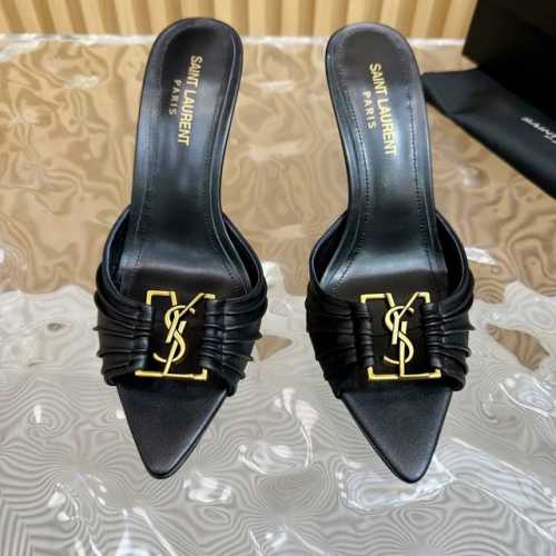 独家新款上架 YSL 圣罗兰 SS2024夏季鱼嘴 高跟新品 走秀款高跟凉鞋 2024全新春夏系列后带方扣高跟凉鞋 ！ 尖头高跟拖鞋淡淡的夏日里怎么少得了一双仙