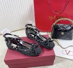 代购版 Valentino华伦天奴2025Ss新款 Vt蝴蝶结芭蕾舞鞋 网面烫钻平底单鞋 材料:鞋面网面烫钻.垫脚羊皮、意大利真皮大底 码数：35-39 40