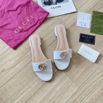 橙子出厂价p gucci 古驰 夏季新款 水钻双G扣平底拖鞋 一字拖 休闲凉拖 码数 35-41