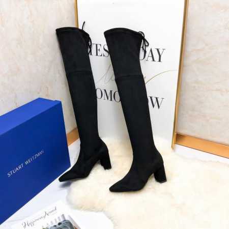 STUART WEITZMAN SW高版本八个跟高有绒里 经典后系带麂绒弹力靴长靴系列、刘涛、小辣椒 、杨幂、唐嫣。等众多明星网红同款！ 材质细节 整只鞋都采用 - 点击图像关闭