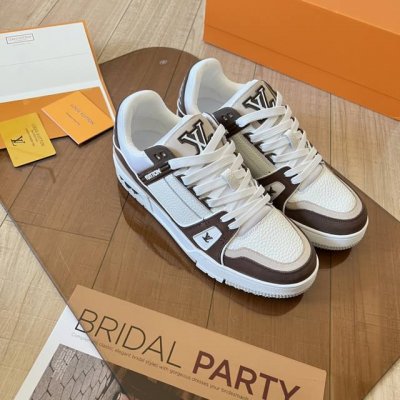 橙子出厂价p louis Vuitton 路易威登 Lv Trainer 情侣款运动鞋板鞋 休闲复古篮球鞋 最新配色Virgil Abloh 从复古篮球鞋汲取灵