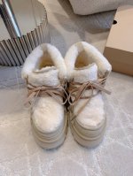 出厂价 男女同款 UGG新款羊毛保暖系带厚底休闲鞋 超级厚实保暖 经典百搭款 鞋面牛皮 内里垫脚进口澳洲一体羊皮毛 底厚5.5cm 女码35-39 40定做 男