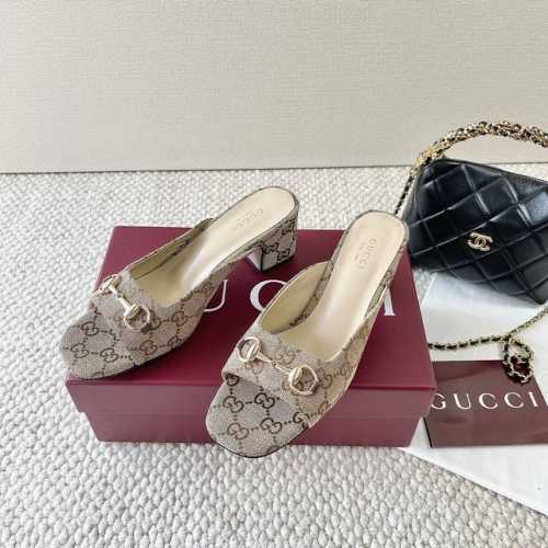 Gucci古奇25年夏季新款 G家马衔扣粗跟凉拖鞋 牛皮面 真皮底 跟高:5Cm 正码:35-39订做40.41.42