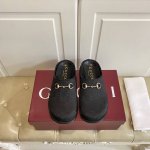 出厂价p 古奇Gucci新款圆头穆勒拖鞋 经典双G原胶 双G提花布面 羊皮里 橡胶底 36-42码