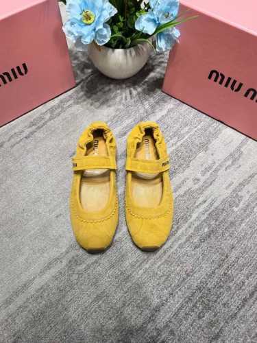 橙子出厂价p miumiu 缪缪 春夏新款 一字带平底鞋 芭蕾舞鞋 平底单鞋 真皮版本 码数 35-40