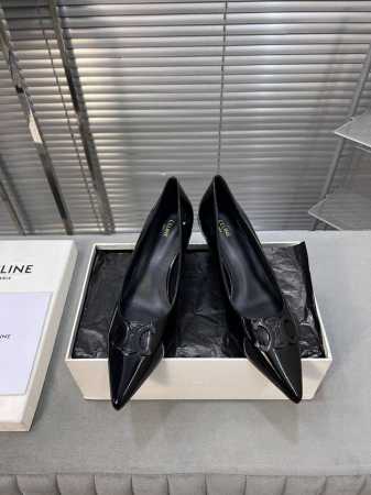 P390 Celine 思琳新款凯旋门猫跟凉鞋 单鞋 鞋面：开边珠牛皮 内里：原版内里 大底：原版进口真皮大底 跟高：5Cm 码数：35-39 40定制 - 点击图像关闭