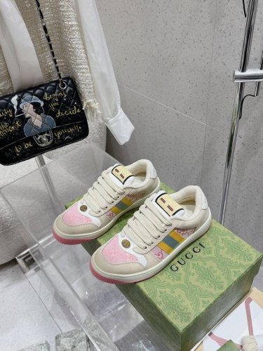 p直销 长期有货 Gucci古驰 全新 Screener系列 情侣款 胖墩墩 面包鞋 小脏鞋 胖丁 双G 休闲 运动鞋 原版购入 开发 原版购入 开发 配送专柜