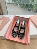 G0286现货供应顶级版本Miu Miu 缪缪女士蝴蝶结装饰缎面芭蕾舞平底鞋独家高版 Miu Mi*2025春款平底小羊皮半拖Zp开发 原版秒杀市面版本 Miu